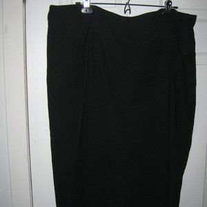 Black, bengaline, midi, pencil skirt with back slit